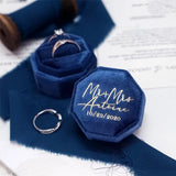 Velvet Personalized Wedding Ring Box - Name Gift Ring Storage
