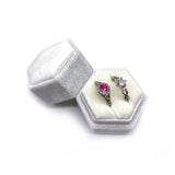 Velvet Double Slots Ring Display Box Hexagon Wedding Supplies