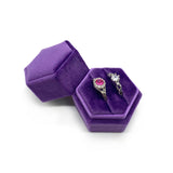 Velvet Double Slots Ring Display Box Hexagon Wedding Supplies