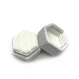 Velvet Double Slots Ring Display Box Hexagon Wedding Supplies