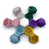 Velvet Double Slots Ring Display Box Hexagon Wedding Supplies