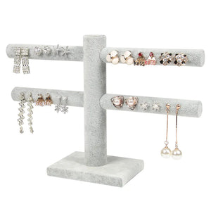 Velvet Earrings Ring Organizer Display Stand Holder 2 Colors