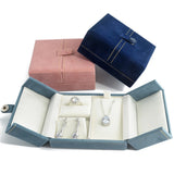 Velvet Faux Suede Double Open Jewelry Set Box