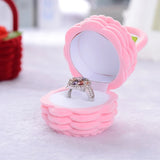 Pink Velvet Flower Basket Wedding Ring Earring Holder