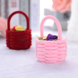 Pink Velvet Flower Basket Wedding Ring Earring Holder