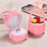 Pink Velvet Flower Basket Wedding Ring Earring Holder