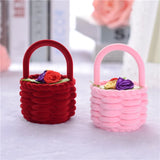 Pink Velvet Flower Basket Wedding Ring Earring Holder