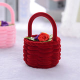 Pink Velvet Flower Basket Wedding Ring Earring Holder