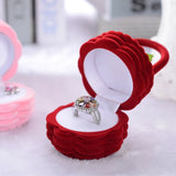 Pink Velvet Flower Basket Wedding Ring Earring Holder
