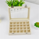 Velvet Glass Jewelry Display Box 20*15*4.5cm Beige