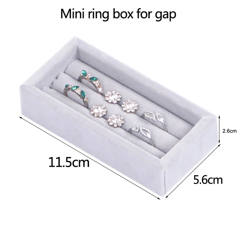 Soft Gray Velvet Ring Earring Jewelry Display Box Organizer