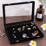 Soft Gray Velvet Ring Earring Jewelry Display Box Organizer