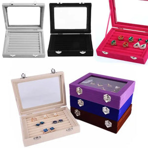 Velvet Glass Ring Earring Display Tray Holder