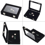 Velvet Glass Ring Earring Jewelry Display Organizer Box