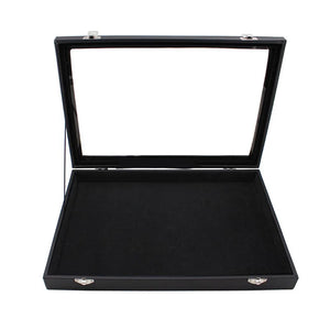 Velvet Glass lid Jewelry Tray Necklace Ring Organizer