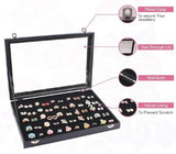 Velvet Glass lid Jewelry Tray Necklace Ring Organizer