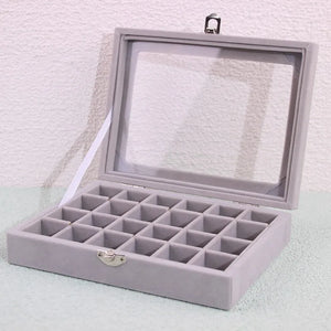 Velvet Gray Jewelry Ring Display Box Tray Holder Storage Box Organizer