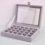 Velvet Gray Jewelry Ring Display Box Tray Holder Storage Box Organizer