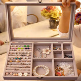 Velvet Gray Jewelry Ring Display Box Tray Holder Storage Box Organizer