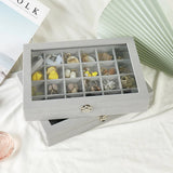 Velvet Gray Jewelry Ring Display Box Organizer