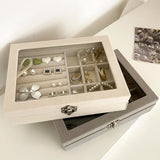 Velvet Gray Jewelry Ring Display Box Tray Holder Storage Box Organizer