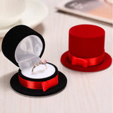 Velvet Hat Shaped Wedding Ring Box Earring Necklace Holder