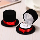 Velvet Hat Shaped Wedding Ring Box Earring Necklace Holder