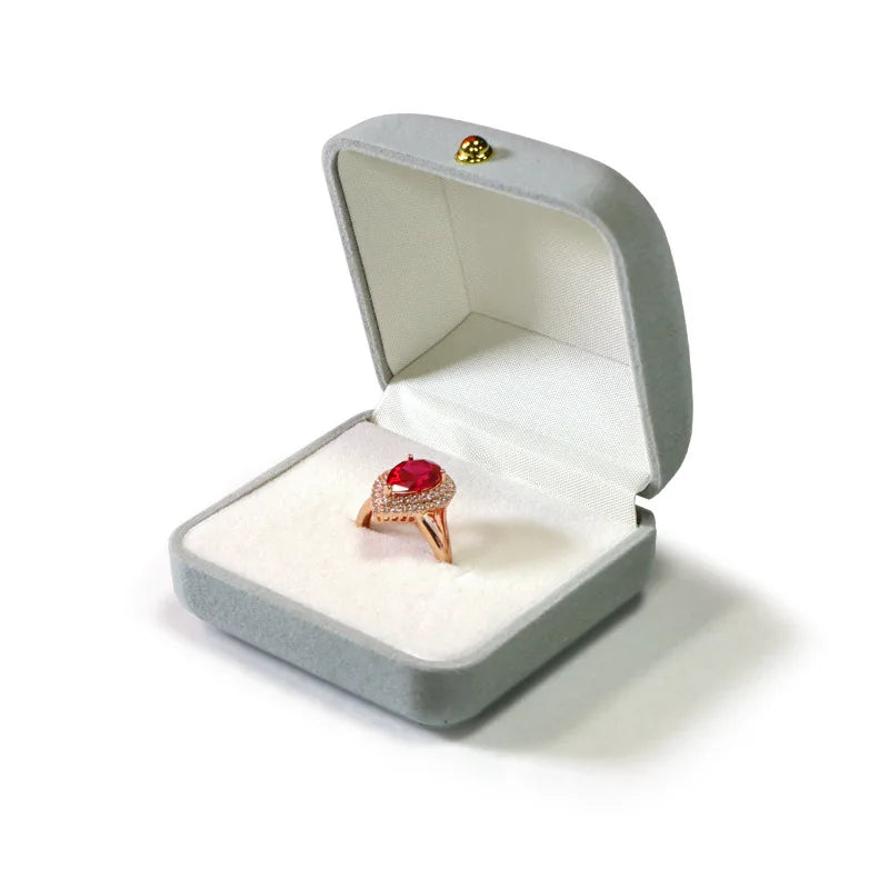 Velvet Heart Ring Box Jewelry Display Case Holder Wedding Gift Boxes
