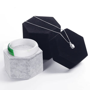 Velvet Hexagonal Jewelry Display Support Necklace Pendant Ring