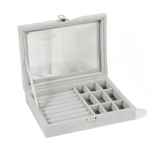 Velvet Jewelry Storage Box Earring Rings Necklace Display Case