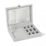 Velvet Jewelry Storage Box Earring Rings Necklace Display Case