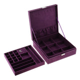 Lockable Velvet Jewelry Box Organizer Case