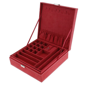 Lockable Velvet Jewelry Box Organizer Case