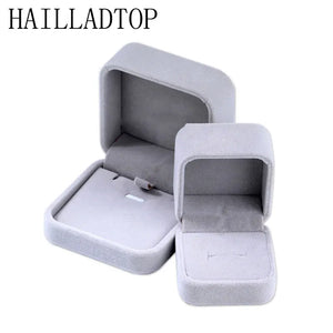 Velvet Jewelry Box Square Wedding Ring Box Earring Case Container