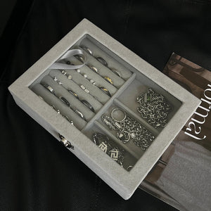 Velvet Jewelry Box Storage Ring Necklaces Display Case Tray Holder