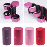 Velvet Jewelry Box Travel 3-Layer Roll-up Snap Storage Earring Bracelet Display