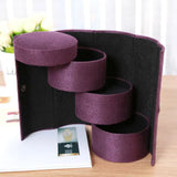 Velvet Jewelry Box 3-Layer Travel Storage Earring Display