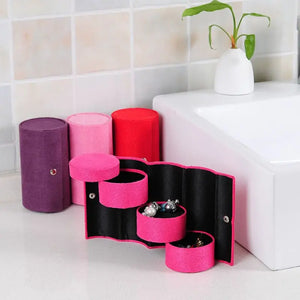 Velvet Jewelry Box 3-Layer Travel Storage Earring Display