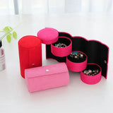Velvet Jewelry Box 3-Layer Travel Storage Earring Display
