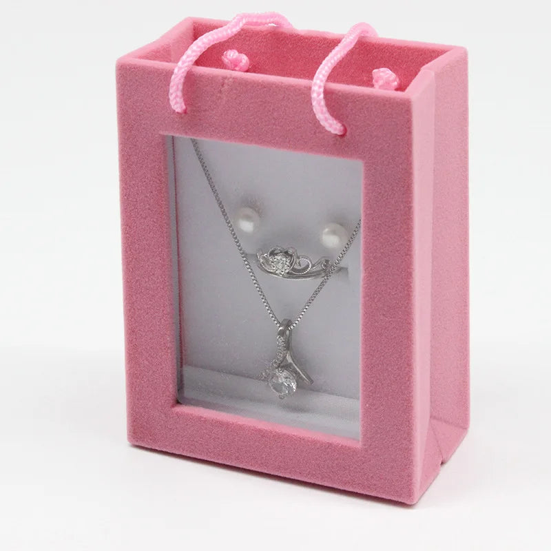 Velvet Jewelry Box Organizer Tray Travel Earing Necklace Storage Case