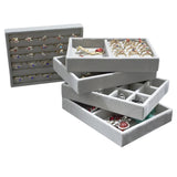 Grey Velvet Jewelry Display Rectangle Storage Box