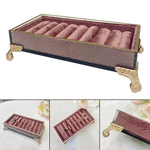 Pink Velvet Jewelry Display Tray 8 Slots Necklaces Earrings Bracelets Rings