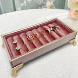 Pink Velvet Jewelry Display Tray 8 Slots Necklaces Earrings Bracelets Rings