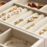 Velvet Jewelry Display Tray Case Earring Rings Box Organizer Storage