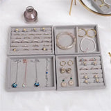 Velvet Jewelry Display Tray Case Stackable Jewellery Holder Organizer Box