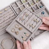 Velvet Jewelry Display Tray Case Stackable Jewellery Holder Organizer Box