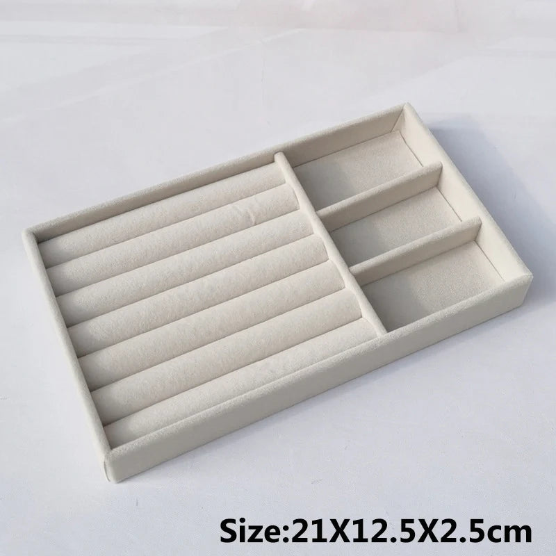 Velvet Jewelry Display Tray Case Stackable Drawers Insert Jewellery Holder