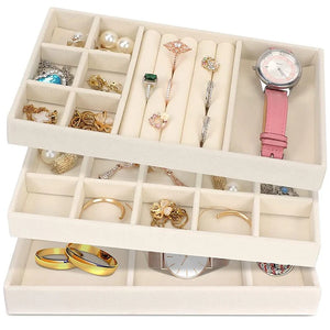 Velvet Jewelry Display Tray Case Stackable Drawers Insert Jewellery Holder