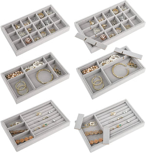 Stackable Velvet Jewelry Tray Case