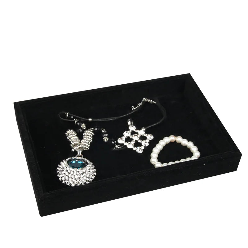 Velvet Jewelry Display Tray Holder Casket Organizer Box